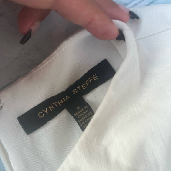 Cynthia Stefee Colorblock Linen Blend Tank Shift Dress White & Mint Size 4 - Picture 6 of 6